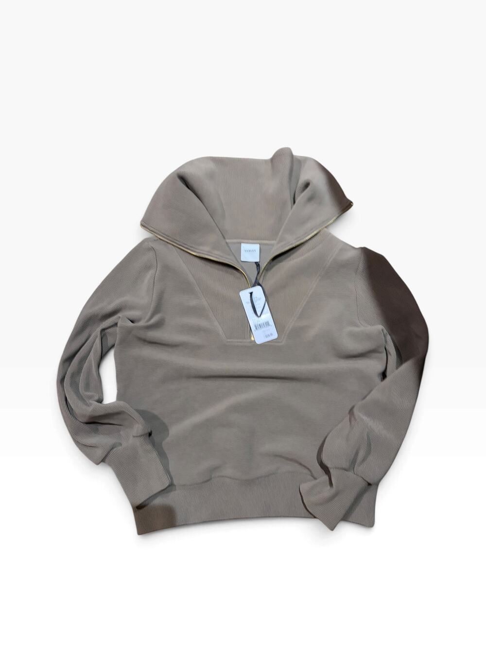NWT Varley Vine Ottoman Ribbed Half Zip Pullover - Small Stone Olive